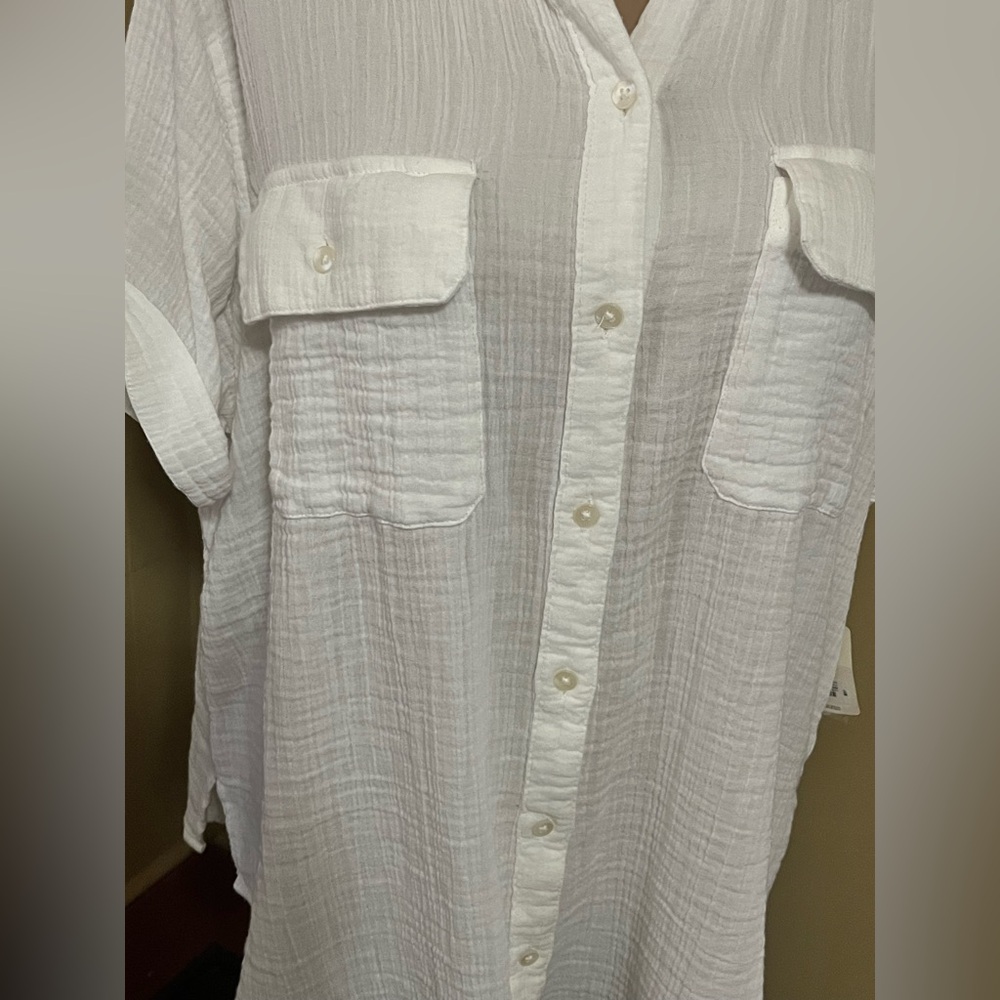a.n.a Off-White NWT Casual Cotton Boho Button-Up Shirt XL Lightweight Cottage - Picture 4 of 13